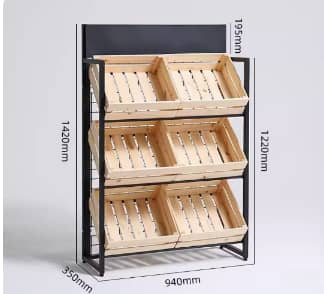 Wood and Metal Fruit Stand - Dimensions